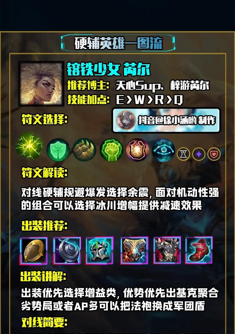 《完美掌握以蕾欧娜出装打法攻略》（解析蕾欧娜的出装选择和技巧，助你成为无敌支援王者）-第1张图片-游趣乐园