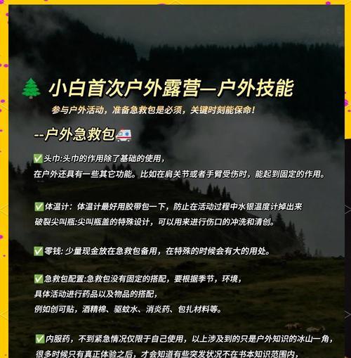 小白露营装备攻略游戏推荐（为初次露营者提供必备装备建议的游戏推荐）-第3张图片-游趣乐园